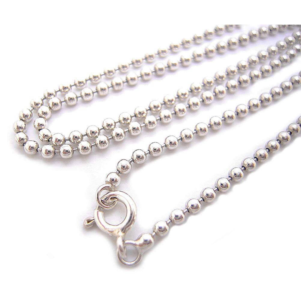 Amazon | [青い目] 銀 ボールチェーン 2mm シルバーチェーン